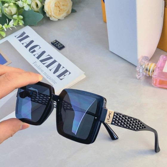 Saint Laurent Black Oversized Sunglasses with Studded Temples